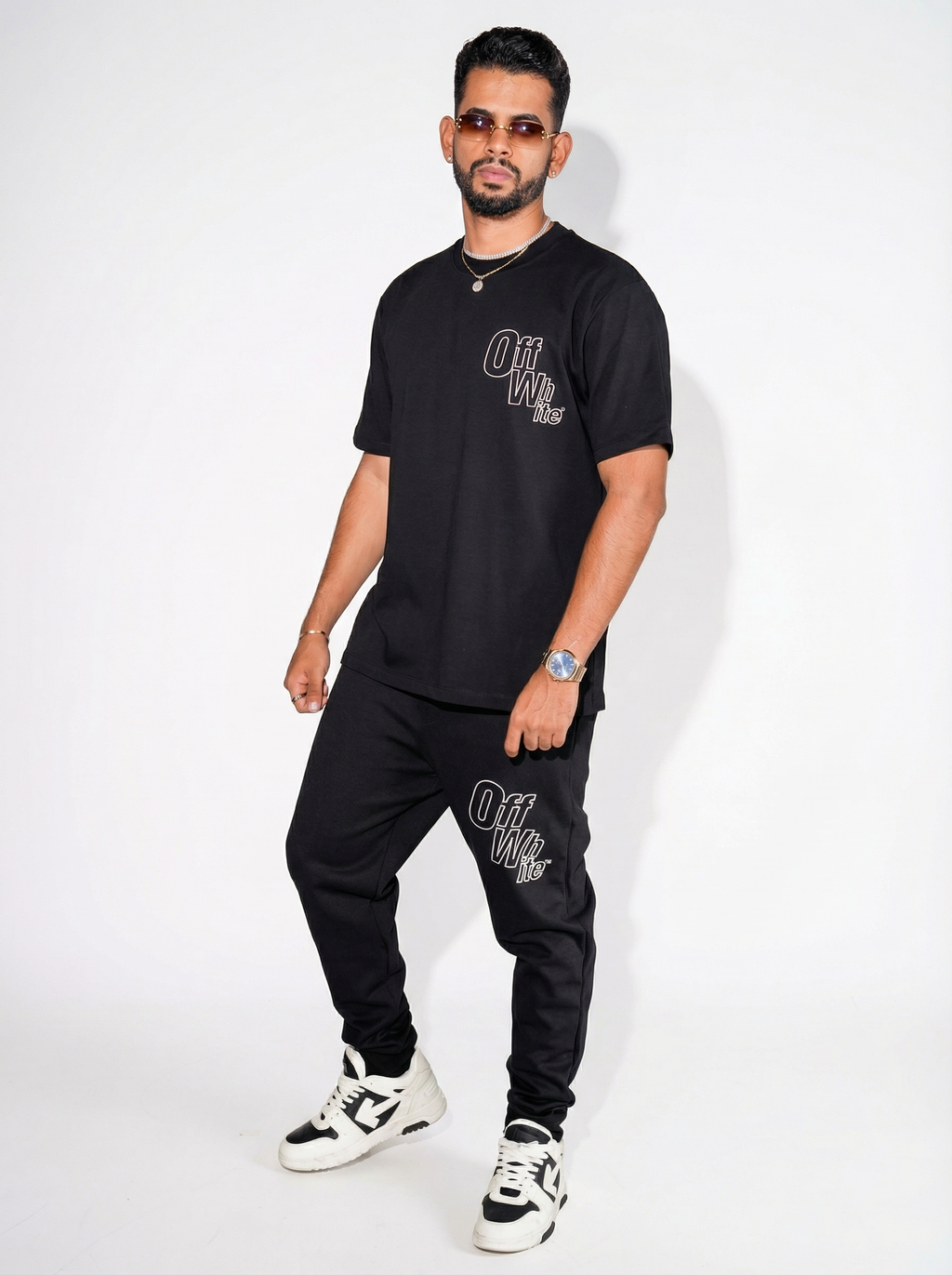 camiseta off white pure line black