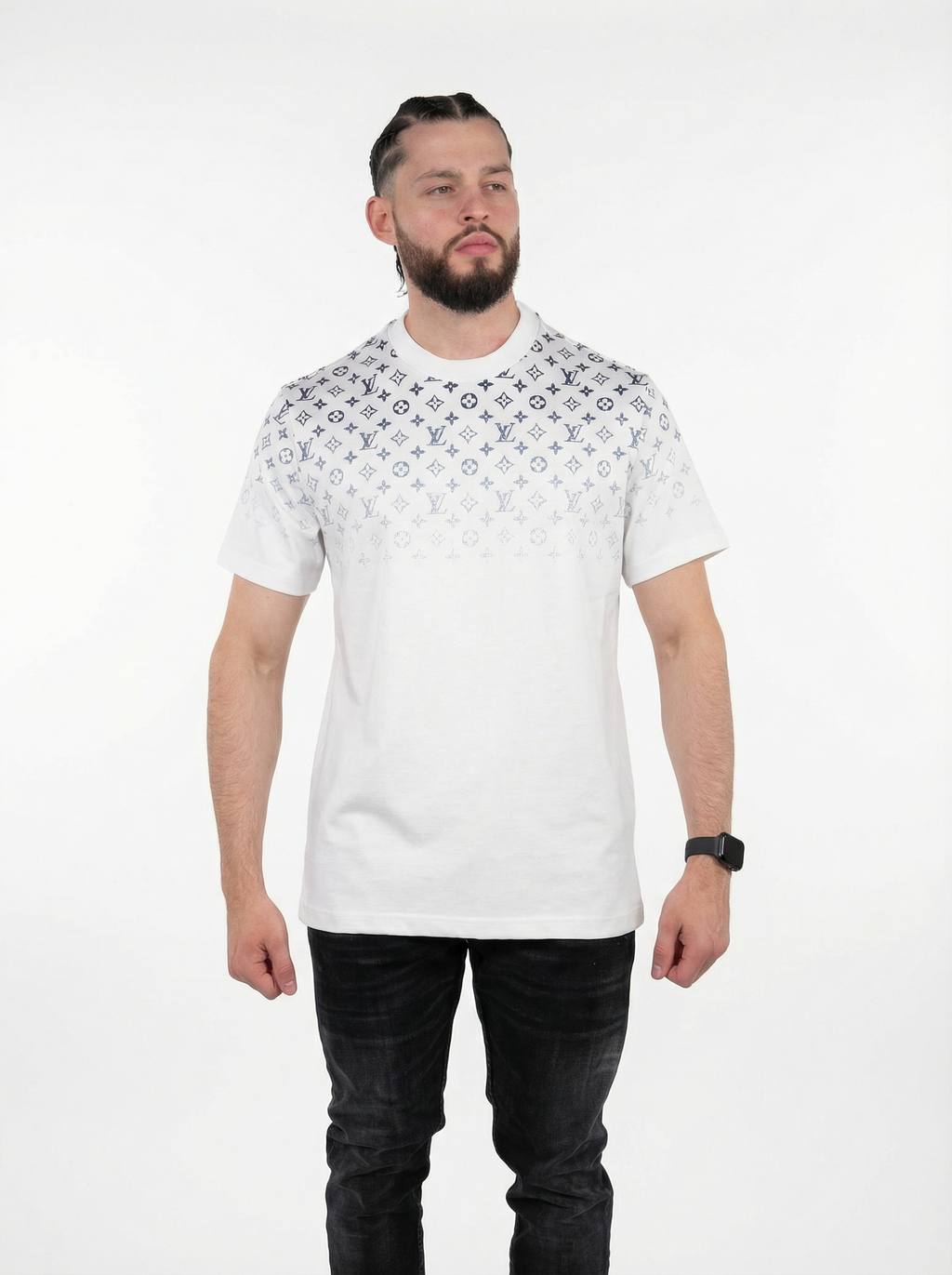 Camiseta blanca LV con monograma desvanecido