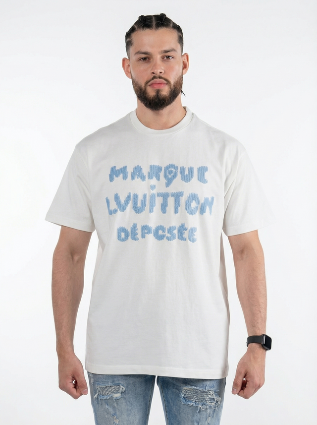 Louis Vuitton “Marque Déposée” Embroidered Tee white
