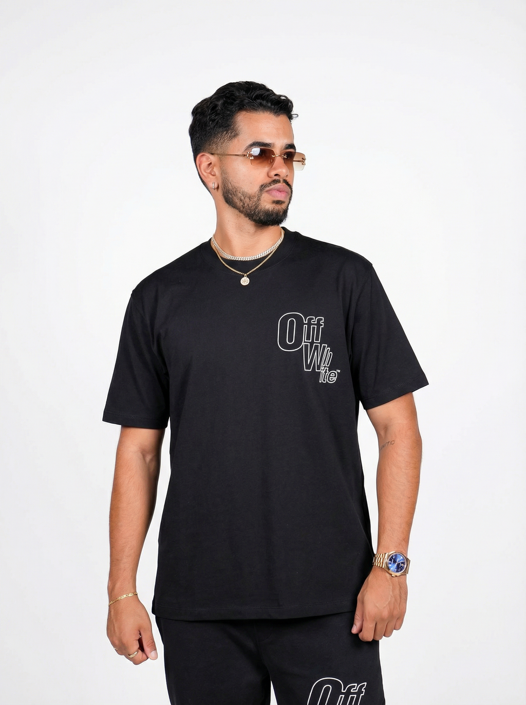 camiseta off white pure line black