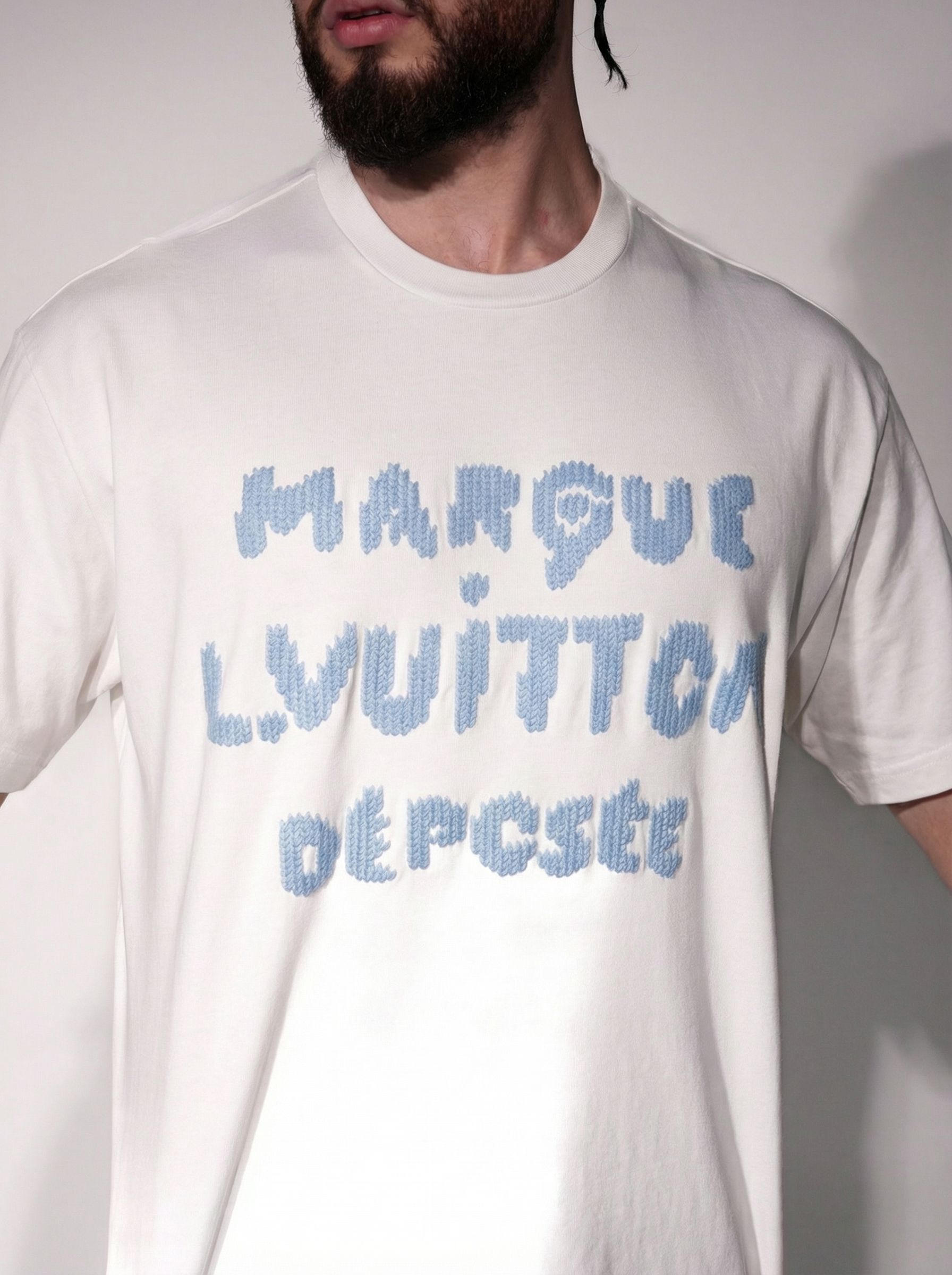 Louis Vuitton “Marque Déposée” Embroidered Tee white