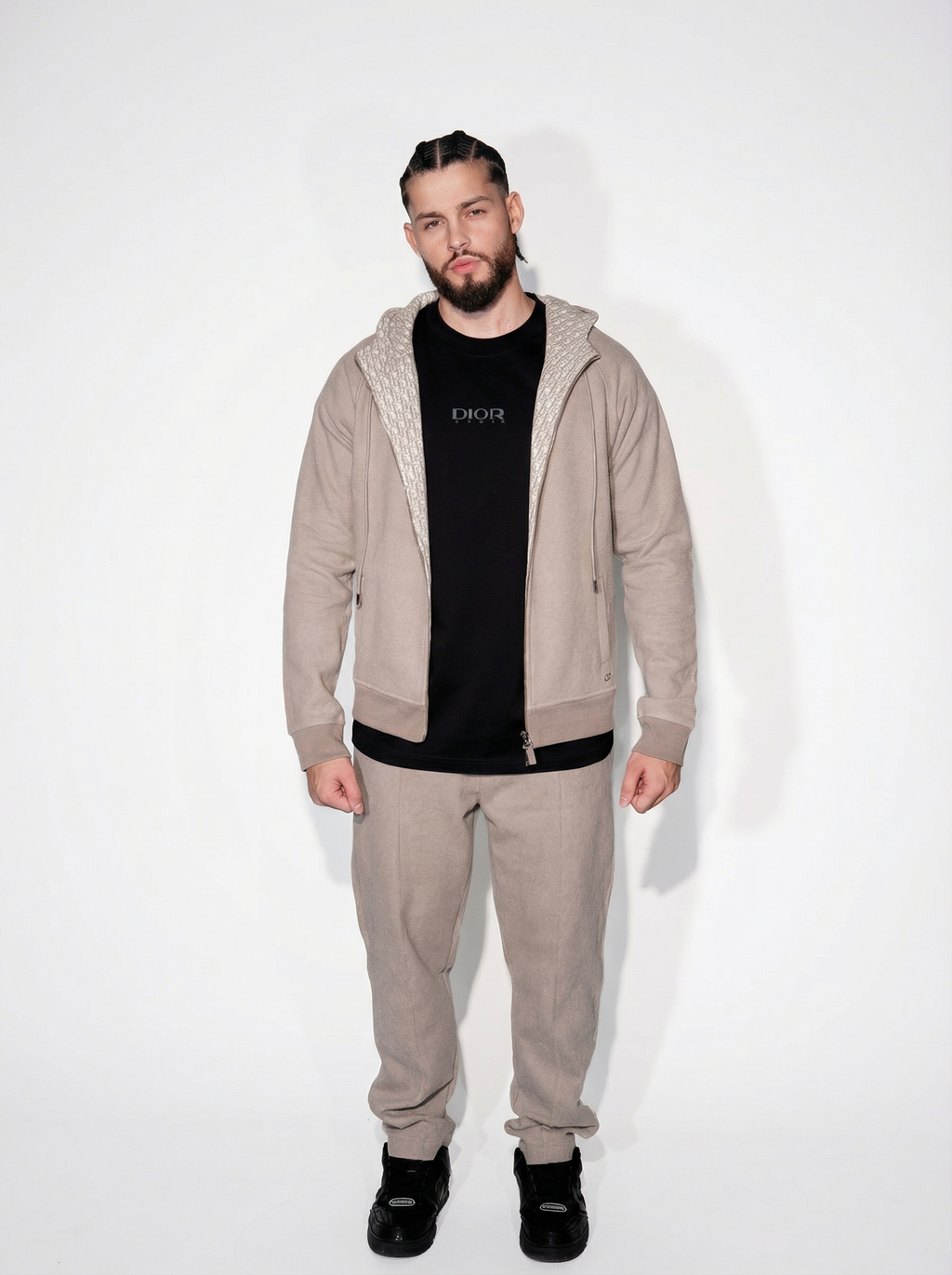 Dior Atelier Taupe Zip Hoodie Set