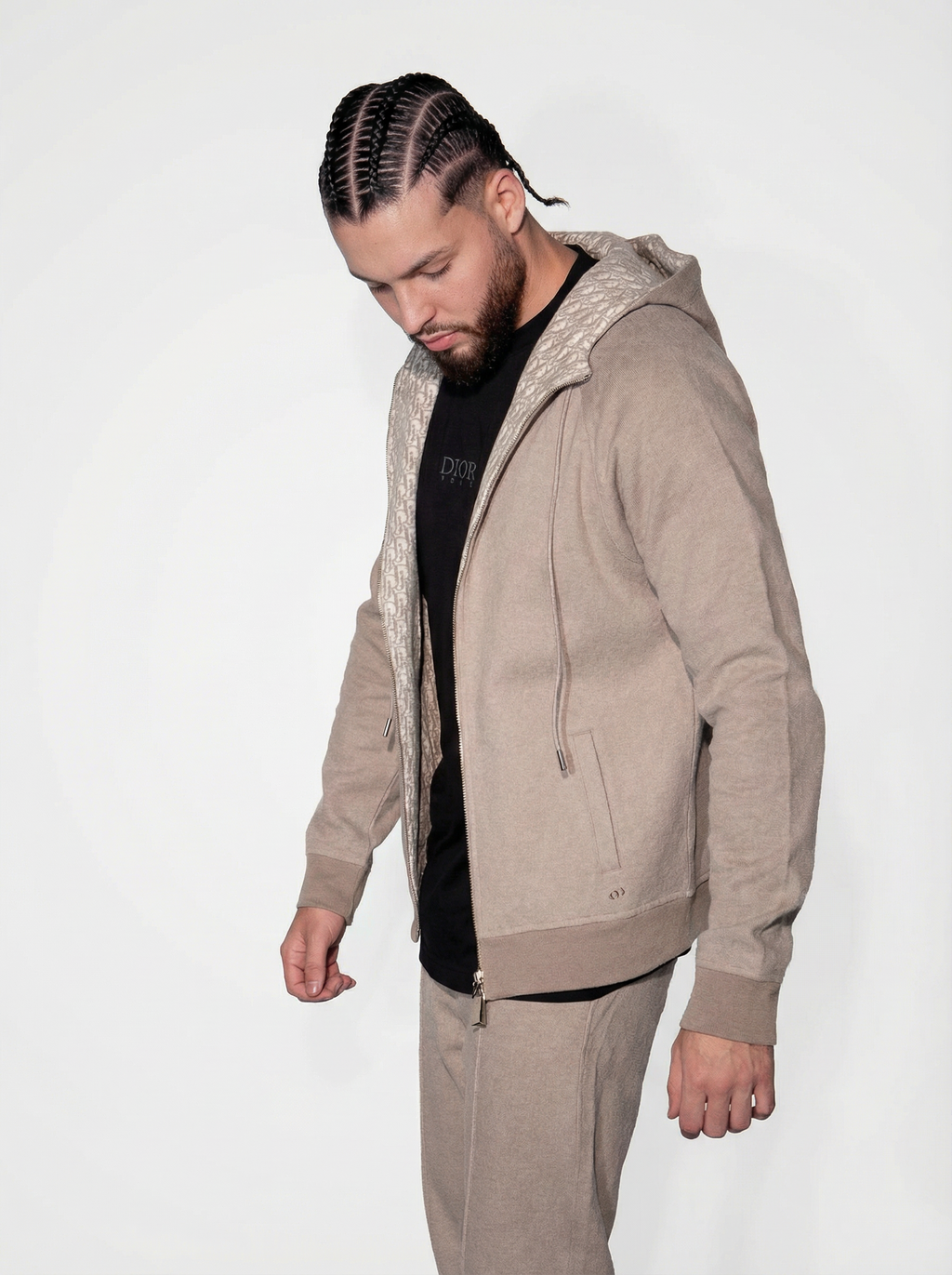 Dior Atelier Taupe Zip Hoodie Set