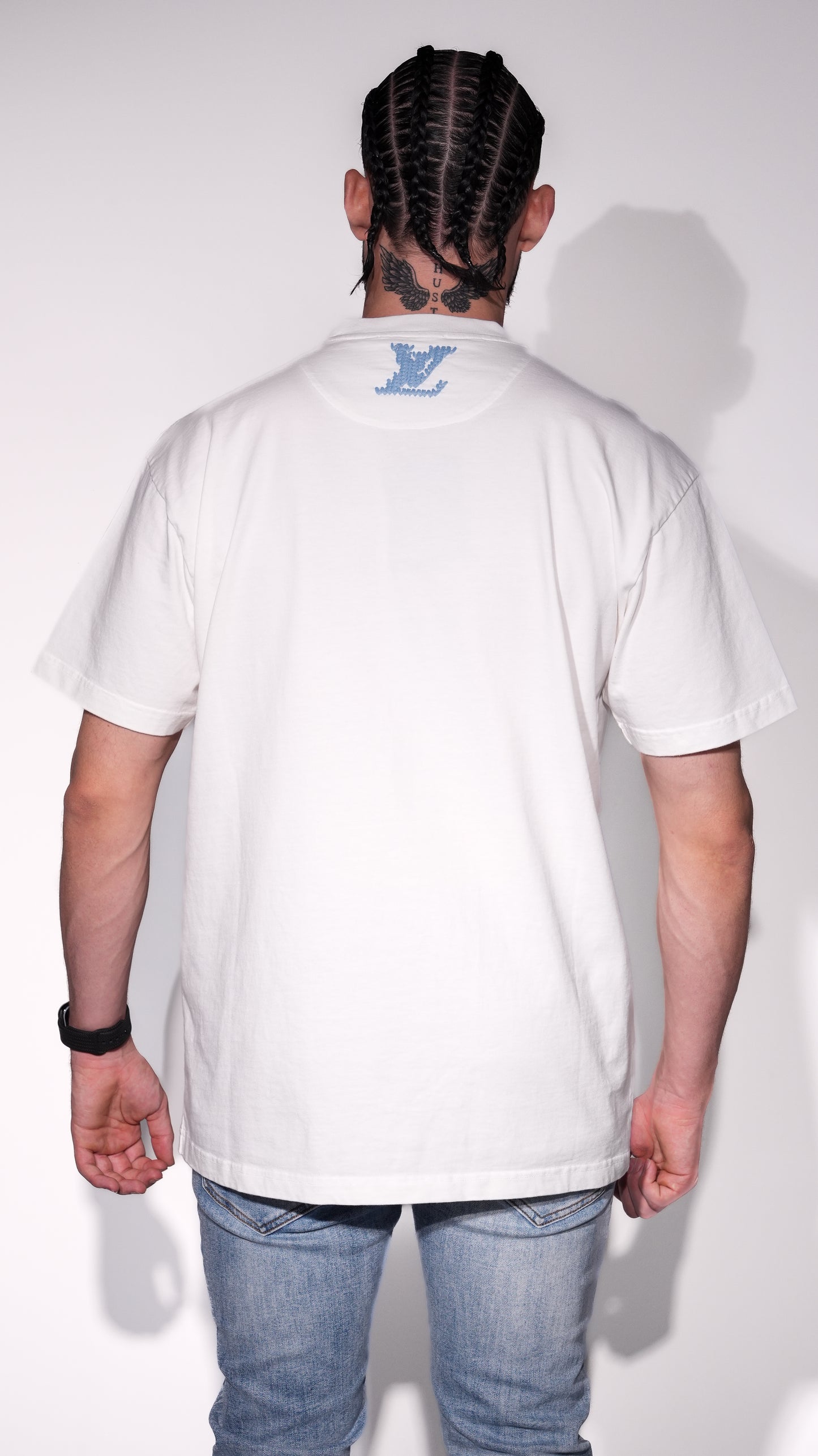Louis Vuitton “Marque Déposée” Embroidered Tee white
