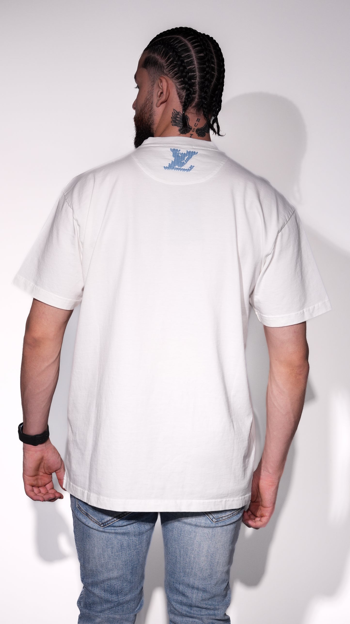 Louis Vuitton “Marque Déposée” Embroidered Tee white
