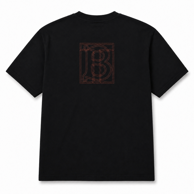 Burberry bordado negro — vista trasera